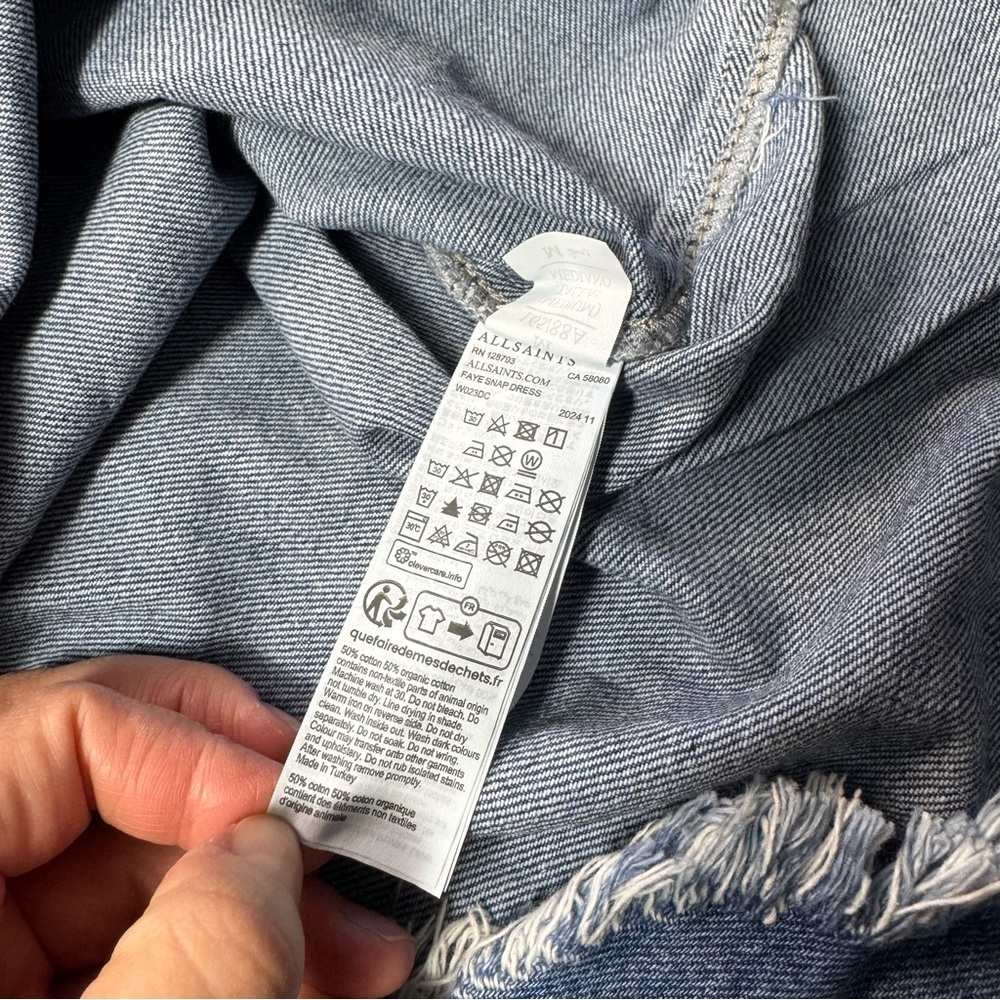 NWT New $269 AllSaints Faye Blue Oversized Denim Dress In Mid Indigo Size M - Picture 8 of 11